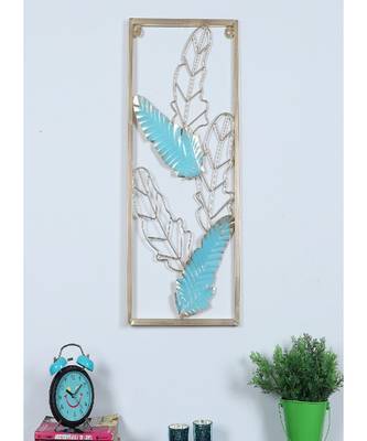 Green & Gold Leaves Rectangular Wall Decor 4