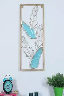 Green & Gold Leaves Rectangular Wall Decor