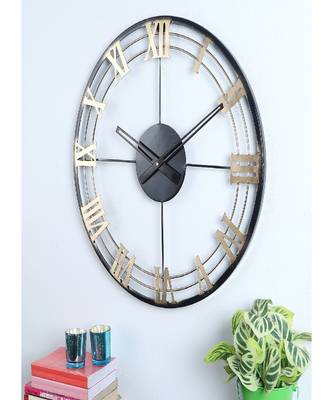 Black & Gold Roman NUmber Wall Clock 2
