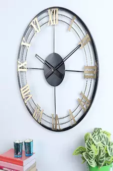 Black & Gold Roman NUmber Wall Clock