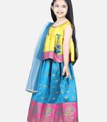 BownBee Jacquard Lehenga with Flared Choli with Dupatta- Yellow