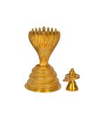  5 Five Mukha Linga Protected by Seven Hooded Serpent - Brass (Height 8 Inch)