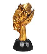  Triple Three Tiered Tortoise Showpiece Golden - Resin (Height 2.5 Inch)