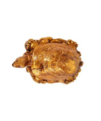  Triple Three Tiered Tortoise Showpiece Golden - Resin (Height 2.5 Inch) 3