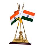  Indian National Flag with Satyamev Jayate Symbol - Brass (Height 19 Inch)