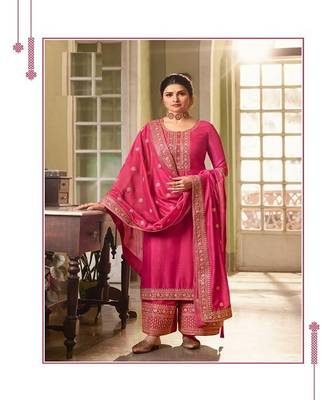 Pink embroidery modal butti unstitch straight fit churidar salwar suits 1
