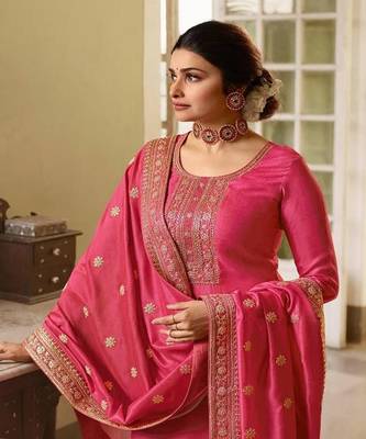 Pink embroidery modal butti unstitch straight fit churidar salwar suits 2