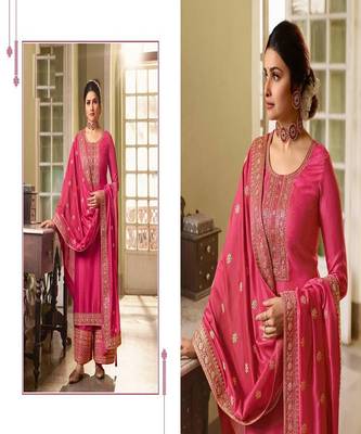 Pink embroidery modal butti unstitch straight fit churidar salwar suits 3