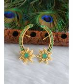 Gold tone green designer ear cuff earrings dj-01186