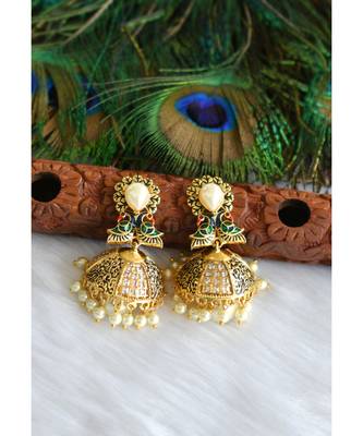 Antique pearl designer peacock Jhumkkas dj-01203 1