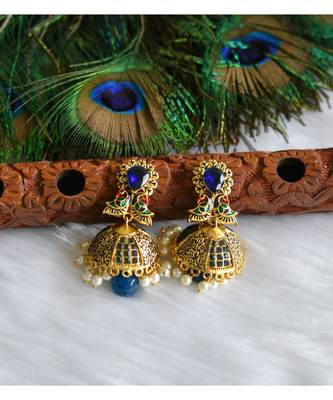 Antique royal blue designer peacock Jhumkkas dj-01202 1