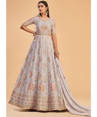 Light Lavender Georgette Anarkali Salwar Kameez 1