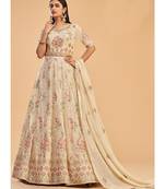 Cream Georgette Anarkali Salwar Kameez