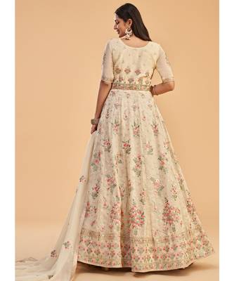 Cream Georgette Anarkali Salwar Kameez 3