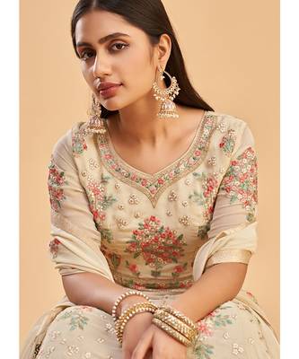 Cream Georgette Anarkali Salwar Kameez 4