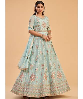 Sky Blue Georgette Anarkali Salwar Kameez 2
