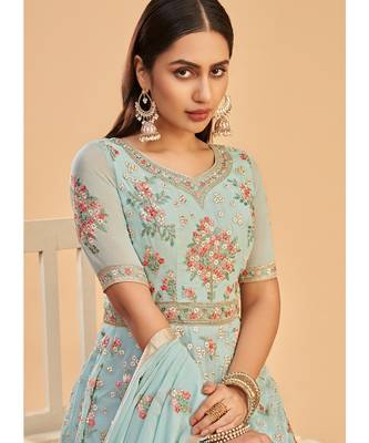 Sky Blue Georgette Anarkali Salwar Kameez 4