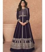 Deep Purple Embroidered Traditional Anarkali Lehenga Suit