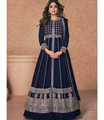 Navy Blue Embroidered Traditional Anarkali Lehenga Suit