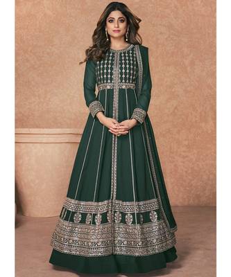Green Embroidered Traditional Anarkali Lehenga Suit 1