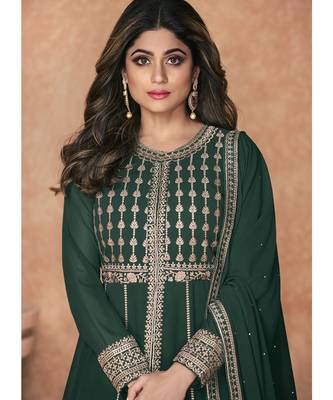 Green Embroidered Traditional Anarkali Lehenga Suit 2