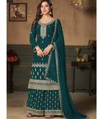 Teal Georgette Pakistani Salwar Kameez