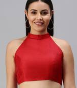 Red Art Silk Readymade Blouse