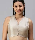 Women Grey Plain shimmer Art Silk Padded Readymade Saree Blouse