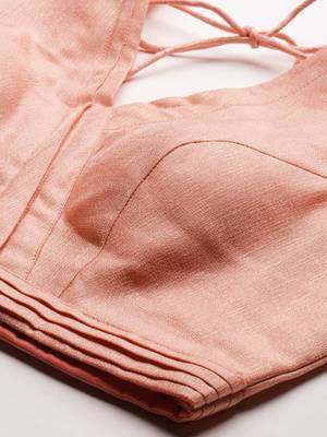Women Peach Plain Shimmer Art Silk Padded Readymade Saree Blouse 4