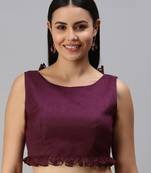 Women Magenta Plain Shimmer Art Silk Padded Readymade Saree Blouse