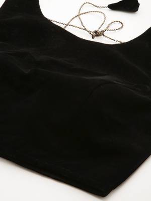 Black Velvet Round Neck Readymade Blouse 4