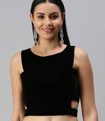 Women Black Velvet Readymade Padded Blouse
