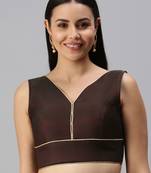 Women Maroon Plain Taffeta Padded Readymade Saree Blouse