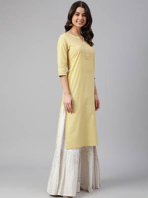 Mustard printed cotton cotton-kurtis 5