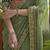 Graceful Olive Green thread, sequins embroidered Organza Saree with Blouse