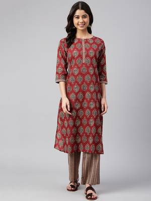 Maroon block print cotton salwar 2