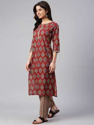Maroon block print cotton salwar 3