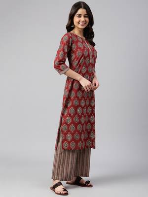Maroon block print cotton salwar 4