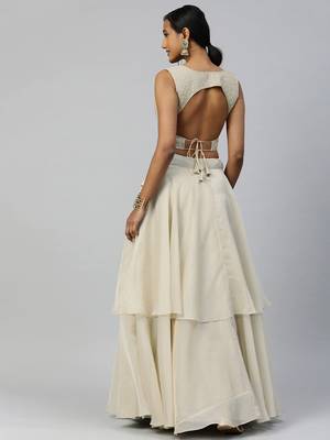 Grey embroidered
 organza stitched lehenga 2