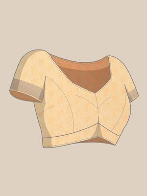 Orange Printed Linen Saree With Blouse 5