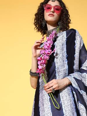 Purple Printed Satin Saree With Blouse 4