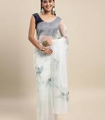 Light Green Printed Organza Saree With Blouse