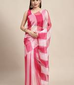 Pink Printed Organza Saree With Blouse