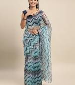 Multicolor Printed Organza Saree With Blouse