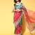 Multicolor printed organza saree with blouse