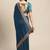 Teal plain poly silk saree with blouse