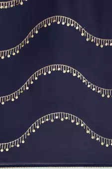 Navy Blue Plain Poly Silk Blend Saree With Blouse