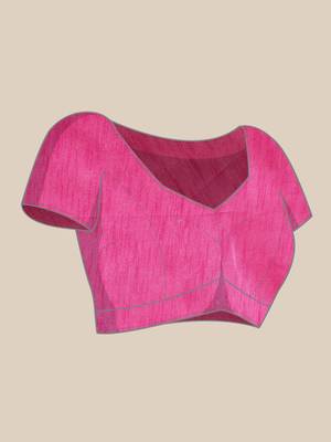 Pink Printed Organza Saree With Blouse 5