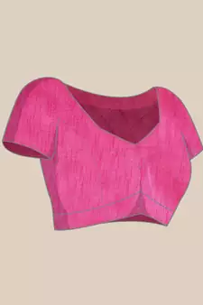 Pink Printed Organza Saree With Blouse