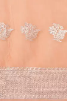 Peach woven linen saree with blouse